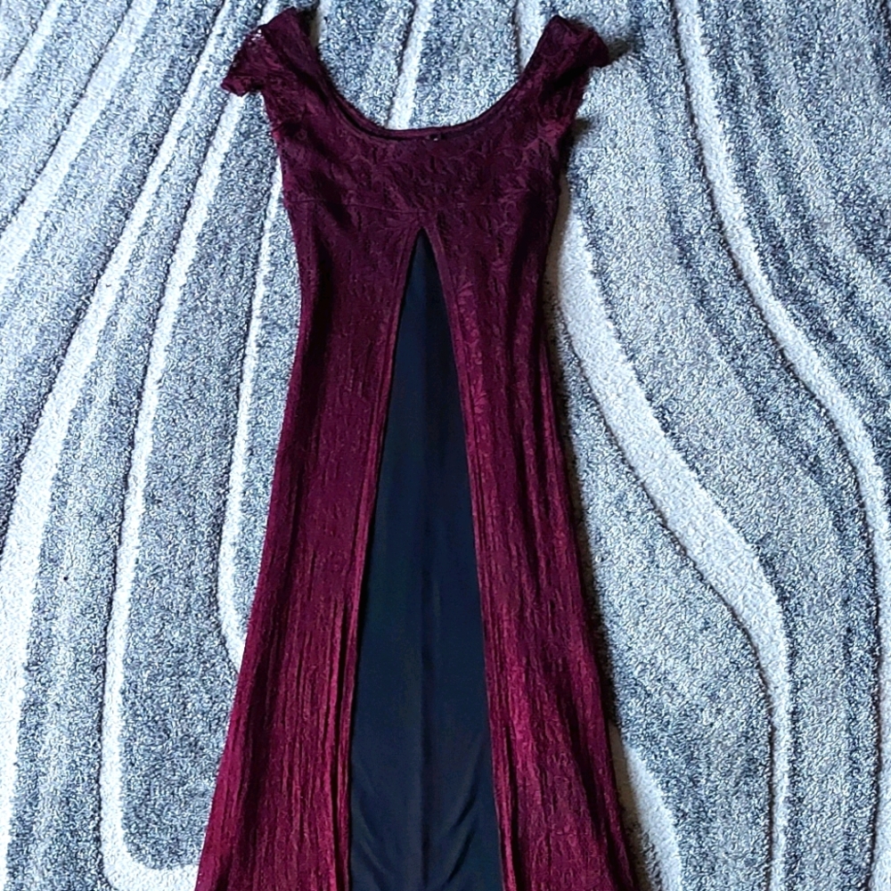 90s/Y2K Vintage Le Chateau Gothic Lace Maxi Dress